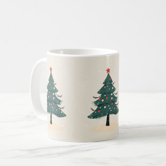 Moderne Winter Evergreen Kerstboom koffie mok (Voorkant links)