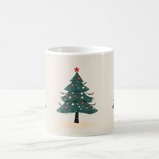 Moderne Winter Evergreen Kerstboom koffie mok (Center)