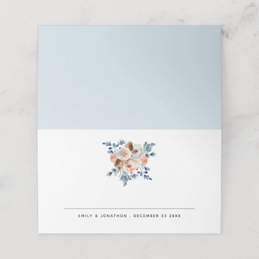 Moderne winter Florals Datum huwelijk auto Plaatskaartje (Buitenkant ongevouwen)