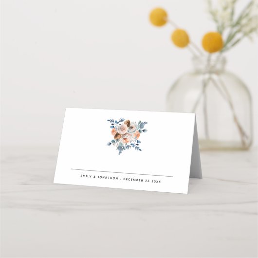 Moderne winter Florals Datum huwelijk auto Plaatskaartje (Voorkant)