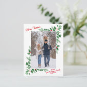 Moderne Winter Foliage Merry-kerstfoto Briefkaart (Staand voorkant)