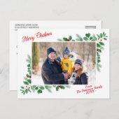 Moderne Winter Foliage Merry-kerstfoto Briefkaart (Voorkant / Achterkant)