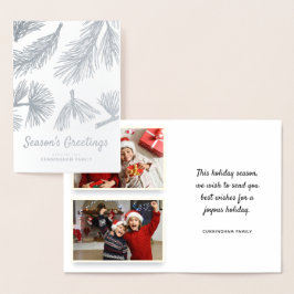 Moderne Winter Foliage Season's Holiday Greetings Folie Kaarten