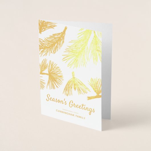 Moderne Winter Foliage Season's Holiday Greetings Folie Kaarten (Voorkant)