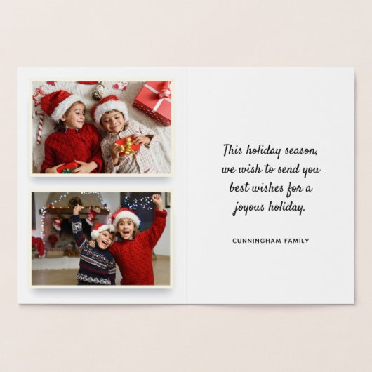 Moderne Winter Foliage Season's Holiday Greetings Folie Kaarten (Binnen)