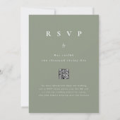 Moderne Winter Forest QR Code Sage Green Wedding Kaart (Achterkant)
