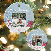 Moderne Winter Foto Familie Illustratie Kerstmis Keramisch Ornament