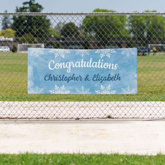 Moderne winter gefeliciteerd Verloving bruiloft Spandoek (Insitu)