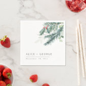 Moderne winter groen bruiloft servet (Insitu)