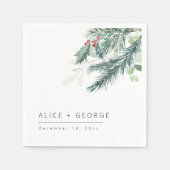 Moderne winter groen bruiloft servet (Voorkant)