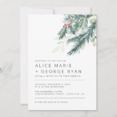 Moderne winter groen bruiloft uitnodiging (Voorkant)