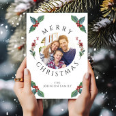 Moderne winter groen Kerstmis Foto Feestdagenkaart
