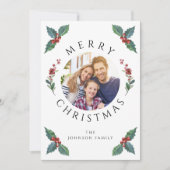 Moderne winter groen Kerstmis Foto Feestdagenkaart (Voorkant)