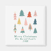 Moderne Winter Groene Kerstbomen Vakantie Magneet (Voorkant)