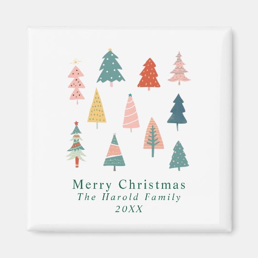 Moderne Winter Groene Kerstbomen Vakantie Magneet (Voorkant)