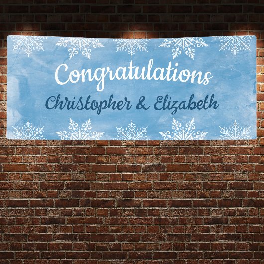 Moderne Winter Groeten Verlovings Huwelijk Spandoek