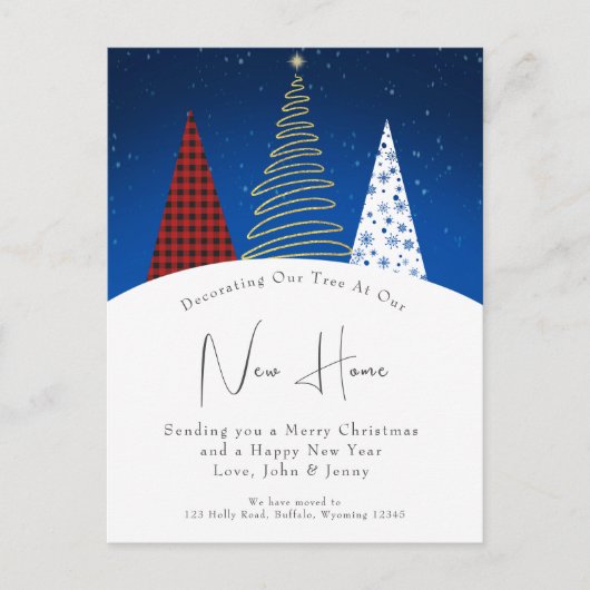 Moderne Winter Happy Holiday Trees Bewegen Aankondigingskaart (Voorkant)