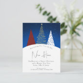 Moderne Winter Happy Holiday Trees Bewegen Aankondigingskaart (Staand voorkant)