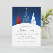 Moderne Winter Happy Holiday Trees uitnodiging (Staand voorkant)