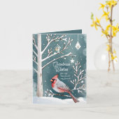 Moderne Winter Kardinaal Echtgenoot & Vriend Kerst Kaart (Gele Bloem)