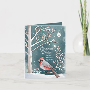 Moderne Winter Kardinaal Echtgenoot & Vriend Kerst Kaart