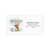 Moderne winter kerst leuk hond retouradres  etiket (Voorkant)