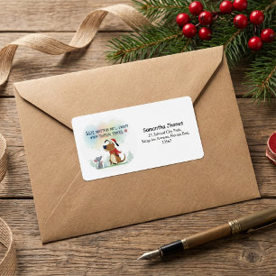 Moderne winter kerst leuk hond retouradres etiket