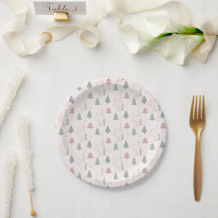 Moderne winter kerstboom patroon papieren bordje