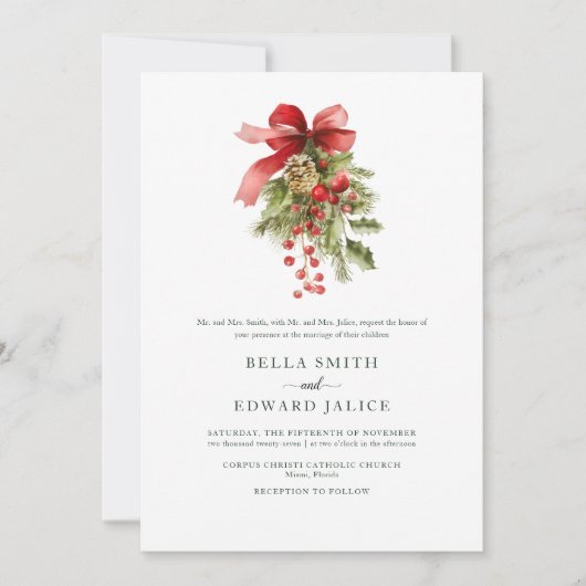 Moderne Winter Kerstbruiloft Kaart (Voorkant)