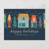 Moderne Winter Kerststad Business Briefkaart (Voorkant)