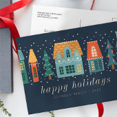 Moderne Winter Kerststad Business Briefkaart