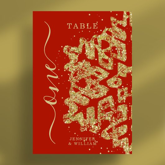 Moderne Winter Kerstvakantie bruiloft Gold Red Kaart