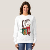 Moderne winter koffie gemberbrood vrouwen sweatshi trui (Voorkant volledig)