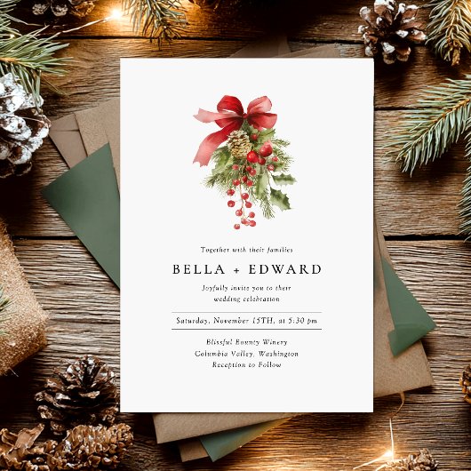 Moderne winter minimalistische bruiloft kaart