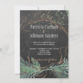 Moderne winter natuur krijtbord waterverf bruiloft kaart (Voorkant)