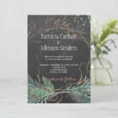 Moderne winter natuur krijtbord waterverf bruiloft kaart (Staand voorkant)