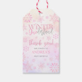 Moderne Winter ONEderland Roze Meisje 1e Verjaarda Cadeaulabel (Voorkant)