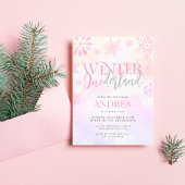Moderne Winter ONEderland Roze Meisje 1e Verjaarda Kaart