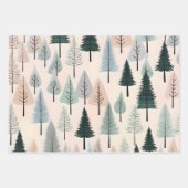 Moderne Winter Pastel Sneeuwman Vossen & Bomen Gro Inpakpapier Vel (Voorkant 3)