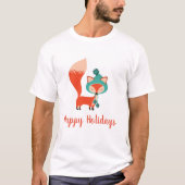 Moderne winter Pet Fox  Kerstmis T-shirt (Voorkant)