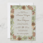 Moderne Winter Pine Beige Elegante bruiloft Kaart (Voorkant)