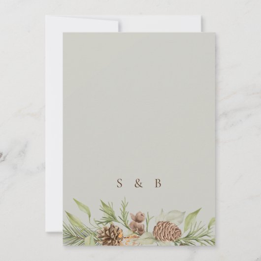 Moderne Winter Pine Beige Elegante bruiloft Kaart (Achterkant)
