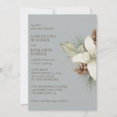 Moderne Winter Pine Grijs Elegante bruiloft Kaart (Voorkant)