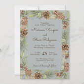 Moderne Winter Pine Grijs Elegante bruiloft Kaart (Voorkant)