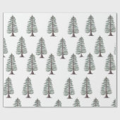Moderne Winter Pine Groene Boom Kerst wrap Cadeaupapier (Vlak)