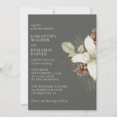 Moderne Winter Pine Stone Grey Elegant Huwelijk Kaart (Voorkant)