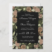 Moderne Winter Pine Zwart-wit Elegante Huwelijk Kaart (Voorkant)