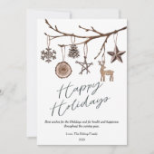 Moderne winter roestige platte dennenboom feestdagenkaart (Voorkant)