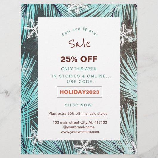 Moderne Winter Sneeuw vakantie verkoop promotie fl Flyer (Voorkant)