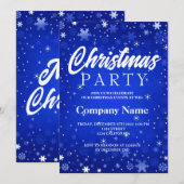Moderne winter sneeuwvlok blauw wit kerstfeest kaart (Voorkant / Achterkant)